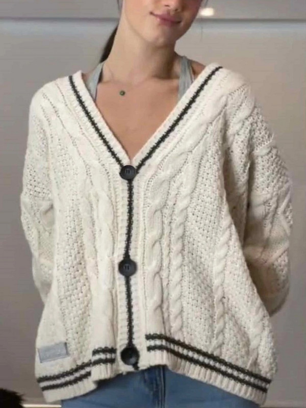 Deeptown Y2K Vintage Swift kootud kardigan naiste sügisene Tay Star tikandiga kampsun Preppy suurte pikkade varrukatega tänavarõivad