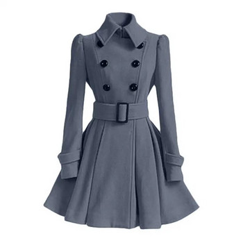 S-XXL New Fashion Κλασικό Χειμερινό Χοντρό Παλτό Europe Ζώνη με πόρπη Καμπαρντίνα με διπλό στήθος Εξωτερικά ρούχα Casual Γυναικεία παλτό