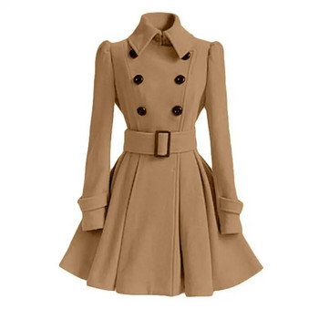 S-XXL Ново модно класическо зимно дебело палто Тренчкоти с катарама за колан, двуредно връхно облекло Ежедневни дамски палта