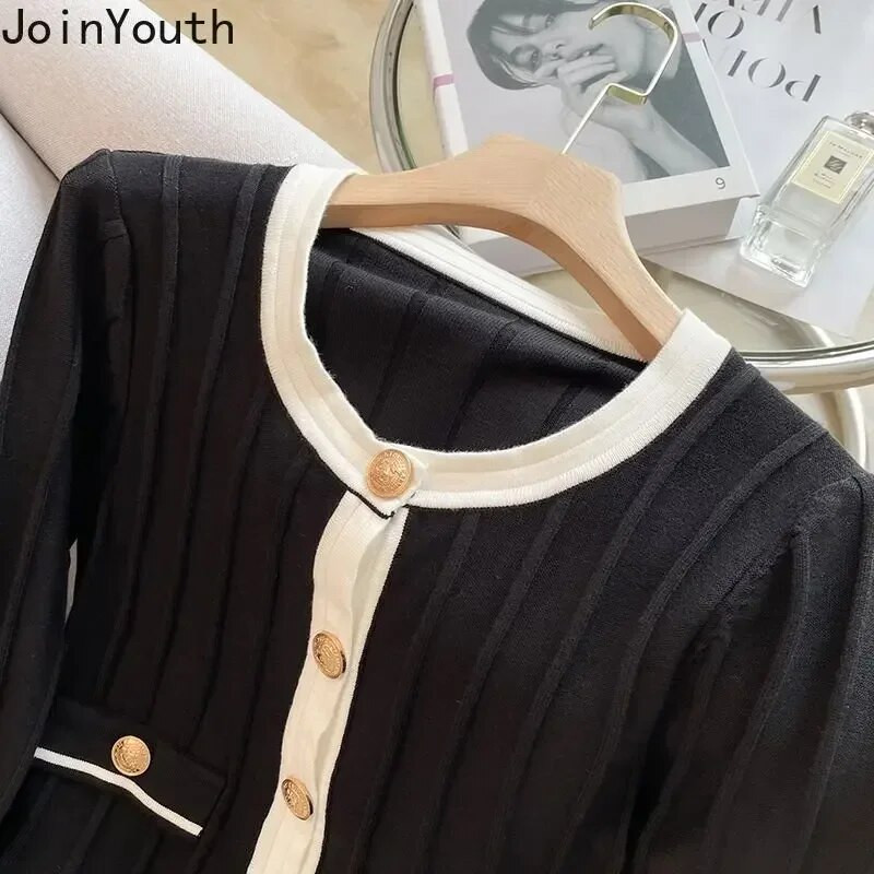 Sweet Cardigan Naiste riided O-kaelusega sleeve tuunika Sueter Mujer volangid Vintage kootud kampsun mantel Korea Pull Femme