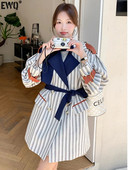 [EWQ] Chic Streak Tuulejooke pikkade varrukatega, värvi kontrastsusega naiste riided, suur mantel 2023. aasta sügisriided 6O051