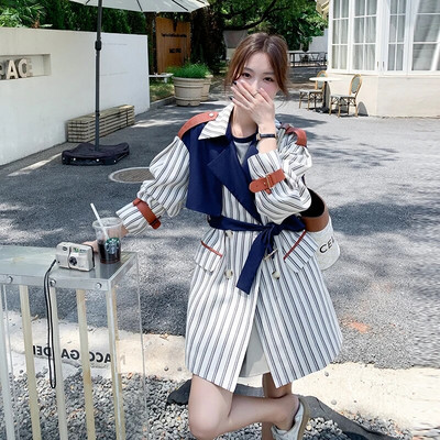 [EWQ] Chic Streak Tuulejooke pikkade varrukatega, värvi kontrastsusega naiste riided, suur mantel 2023. aasta sügisriided 6O051