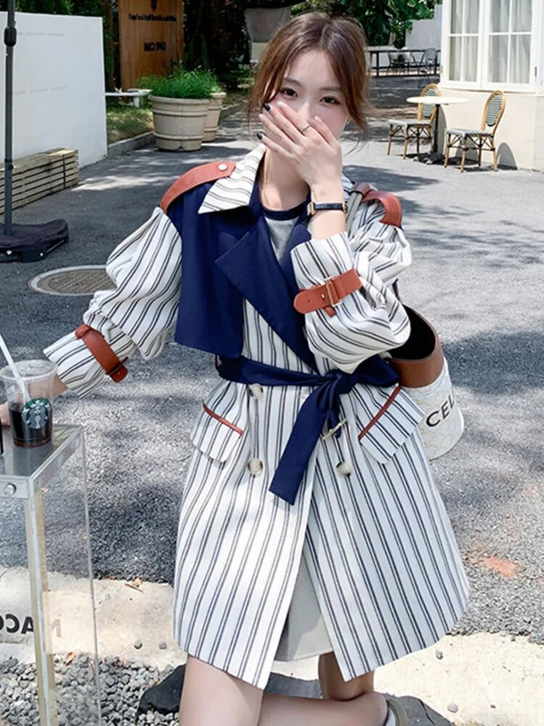 [EWQ] Chic Streak Tuulejooke pikkade varrukatega, värvi kontrastsusega naiste riided, suur mantel 2023. aasta sügisriided 6O051