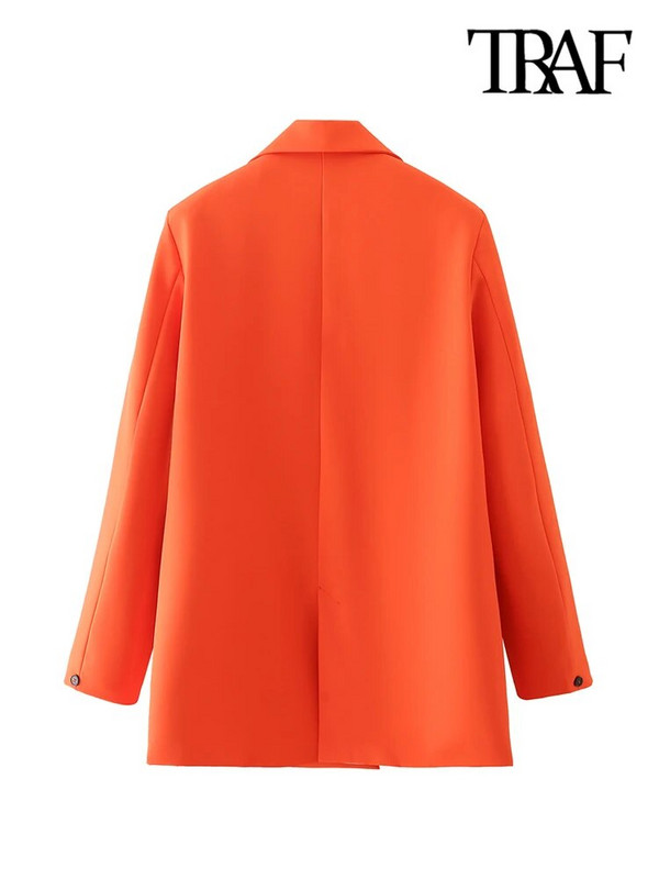 TRAF naiste mood, kaherealised kontorirõivad bleisermantel Vintage sälkudega krae, pikkade varrukatega naiste ülerõivad stiilsed topid