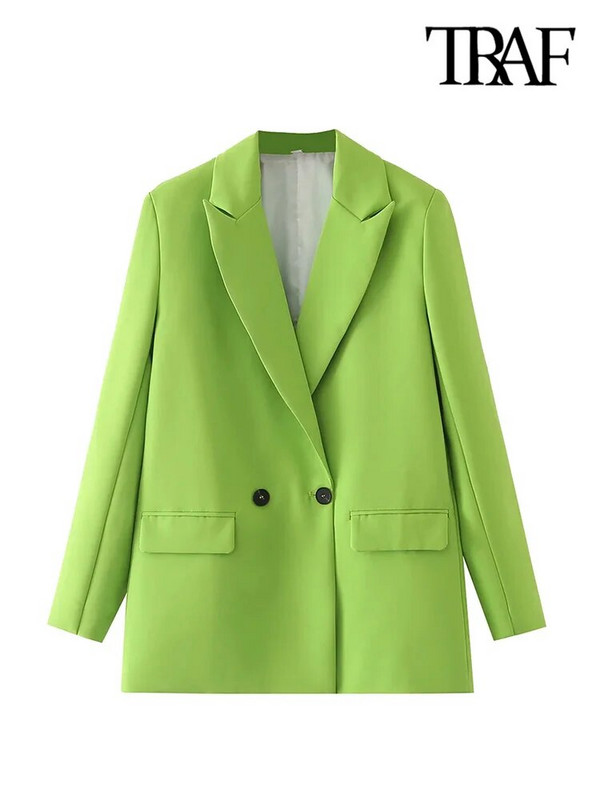 TRAF naiste mood, kaherealised kontorirõivad bleisermantel Vintage sälkudega krae, pikkade varrukatega naiste ülerõivad stiilsed topid