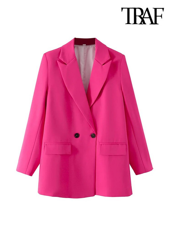 TRAF naiste mood, kaherealised kontorirõivad bleisermantel Vintage sälkudega krae, pikkade varrukatega naiste ülerõivad stiilsed topid