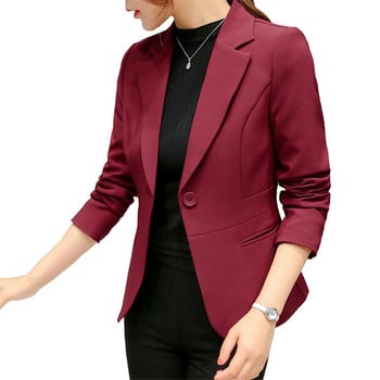 Black Women Blazer 2023 Formal Slim Blazers Γυναικείο κοστούμι εργασίας γραφείου Τσέπες Μπουφάν Γυναικείο Wine Notched Blazer Jackets Femme