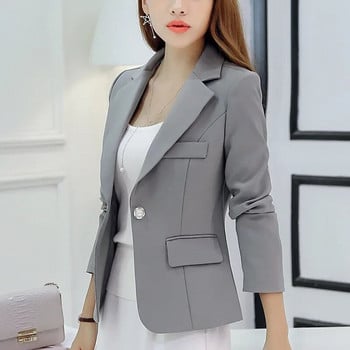 Black Women Blazer 2023 Formal Slim Blazers Γυναικείο κοστούμι εργασίας γραφείου Τσέπες Μπουφάν Γυναικείο Wine Notched Blazer Jackets Femme