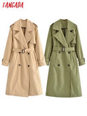 Tangada 2023 naiste klassikaline khakivärvi mantel vööga Elegantne naiste tuuletõke QN238