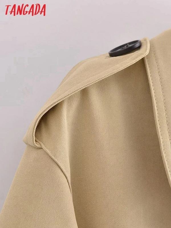 Tangada 2023 naiste klassikaline khakivärvi mantel vööga Elegantne naiste tuuletõke QN238