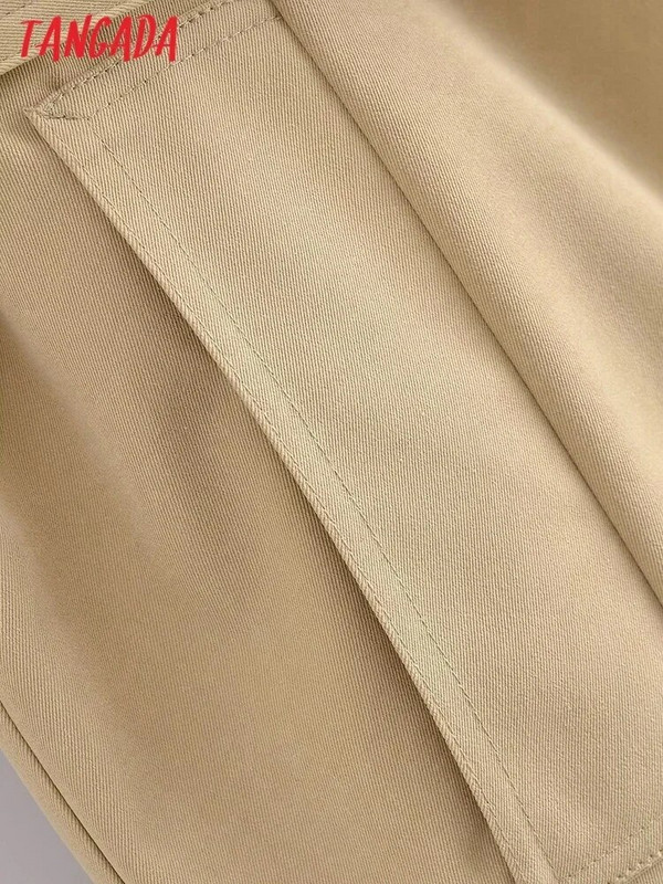 Tangada 2023 naiste klassikaline khakivärvi mantel vööga Elegantne naiste tuuletõke QN238