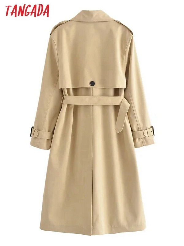 Tangada 2023 naiste klassikaline khakivärvi mantel vööga Elegantne naiste tuuletõke QN238