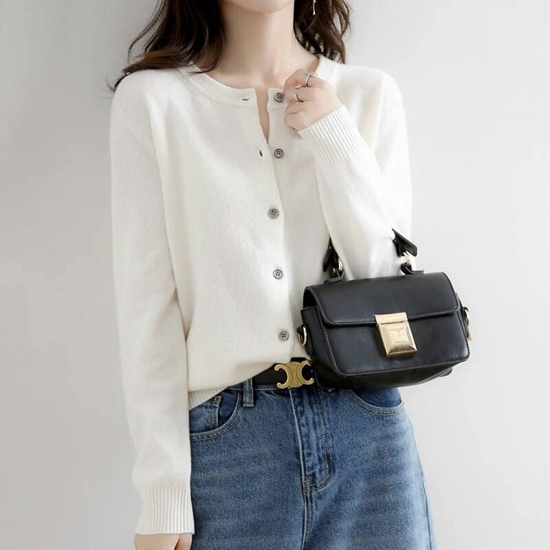 Γυναικείες ζακέτες με λαιμόκοψη άνοιξη φθινόπωρο πλεκτές ζακέτες από κασμίρ Γυναικεία πουλόβερ με μονό στήθος 2023