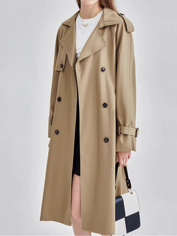 [EAM] Γυναικείο Χακί Μεγάλο Μέγεθος Μακρύ Τάφρο Νέο Πέτο Μακρυμάνικο Χαλαρή Εφαρμογή Windbreaker Fashion Tide Άνοιξη Φθινόπωρο 2023 1DF2124