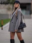 TRAF 2023 Long Blazer Γυναικείο Ανδρικό Γυναικείο Μπλέιζερ Γυναικείο Διπλό Γυναικείο Σακάκι Ανοιξιάτικο μακρυμάνικο παλτό για γυναίκες