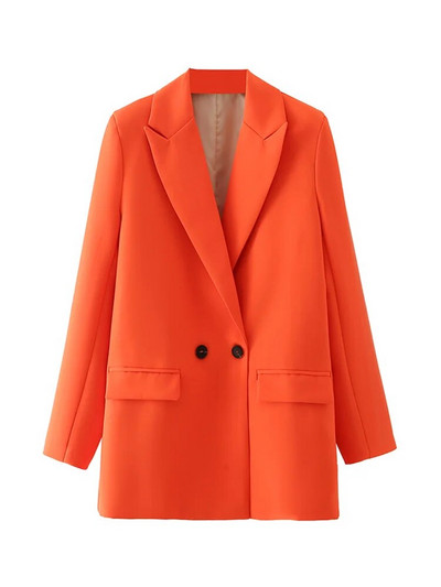 TRAF Γυναικεία Κομψά Γυναικεία Γυναικεία Γυναικεία Γυναικεία Εξωτερικά Ενδύματα με Διπλό Μόδα Vintage Παλτό με οδοντωτό γιακά με μακρυμάνικο γυναικείο μοντέρνο μπλουζάκι