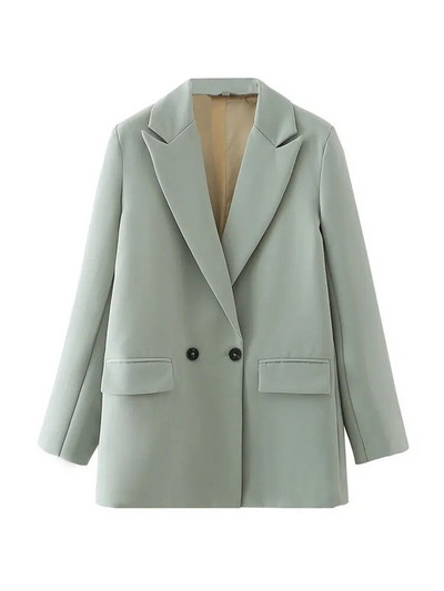 TRAF Γυναικεία Κομψά Γυναικεία Γυναικεία Γυναικεία Γυναικεία Εξωτερικά Ενδύματα με Διπλό Μόδα Vintage Παλτό με οδοντωτό γιακά με μακρυμάνικο γυναικείο μοντέρνο μπλουζάκι