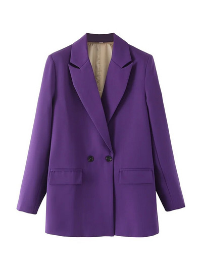 TRAF Γυναικεία Κομψά Γυναικεία Γυναικεία Γυναικεία Γυναικεία Εξωτερικά Ενδύματα με Διπλό Μόδα Vintage Παλτό με οδοντωτό γιακά με μακρυμάνικο γυναικείο μοντέρνο μπλουζάκι