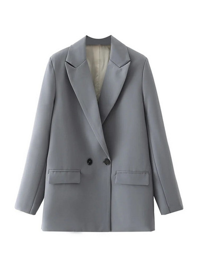 TRAF Γυναικεία Κομψά Γυναικεία Γυναικεία Γυναικεία Γυναικεία Εξωτερικά Ενδύματα με Διπλό Μόδα Vintage Παλτό με οδοντωτό γιακά με μακρυμάνικο γυναικείο μοντέρνο μπλουζάκι