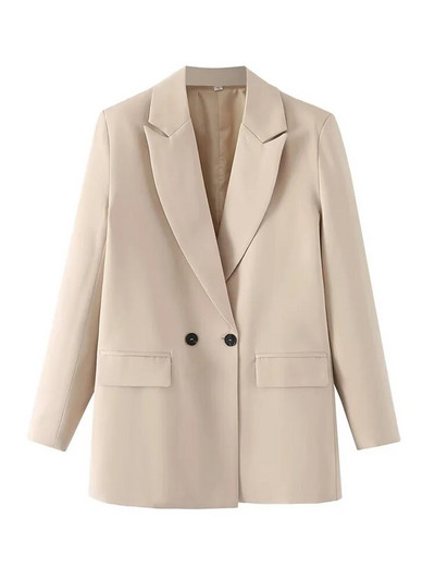 TRAF Γυναικεία Κομψά Γυναικεία Γυναικεία Γυναικεία Γυναικεία Εξωτερικά Ενδύματα με Διπλό Μόδα Vintage Παλτό με οδοντωτό γιακά με μακρυμάνικο γυναικείο μοντέρνο μπλουζάκι