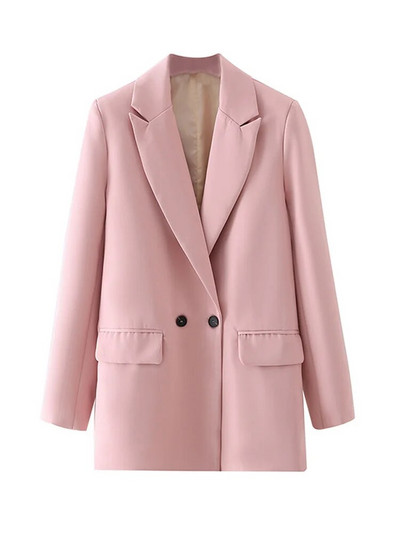 TRAF Γυναικεία Κομψά Γυναικεία Γυναικεία Γυναικεία Γυναικεία Εξωτερικά Ενδύματα με Διπλό Μόδα Vintage Παλτό με οδοντωτό γιακά με μακρυμάνικο γυναικείο μοντέρνο μπλουζάκι