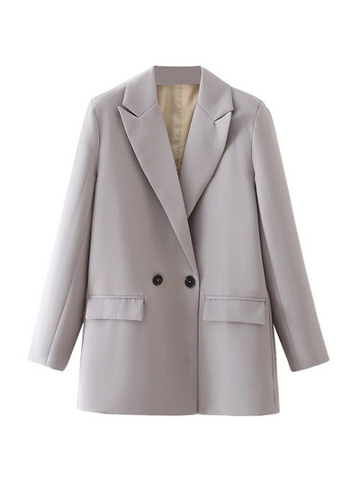 TRAF Γυναικεία Κομψά Γυναικεία Γυναικεία Γυναικεία Γυναικεία Εξωτερικά Ενδύματα με Διπλό Μόδα Vintage Παλτό με οδοντωτό γιακά με μακρυμάνικο γυναικείο μοντέρνο μπλουζάκι