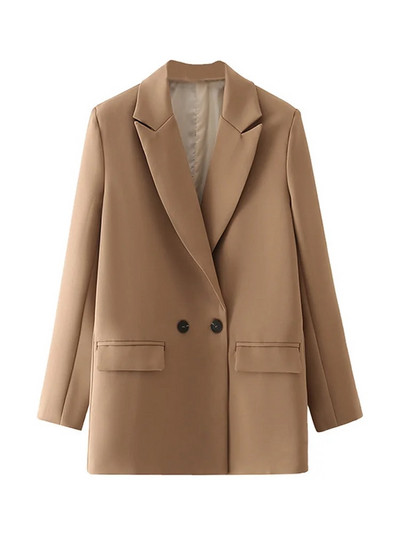 TRAF Γυναικεία Κομψά Γυναικεία Γυναικεία Γυναικεία Γυναικεία Εξωτερικά Ενδύματα με Διπλό Μόδα Vintage Παλτό με οδοντωτό γιακά με μακρυμάνικο γυναικείο μοντέρνο μπλουζάκι