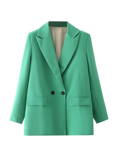 TRAF Γυναικεία Κομψά Γυναικεία Γυναικεία Γυναικεία Γυναικεία Εξωτερικά Ενδύματα με Διπλό Μόδα Vintage Παλτό με οδοντωτό γιακά με μακρυμάνικο γυναικείο μοντέρνο μπλουζάκι