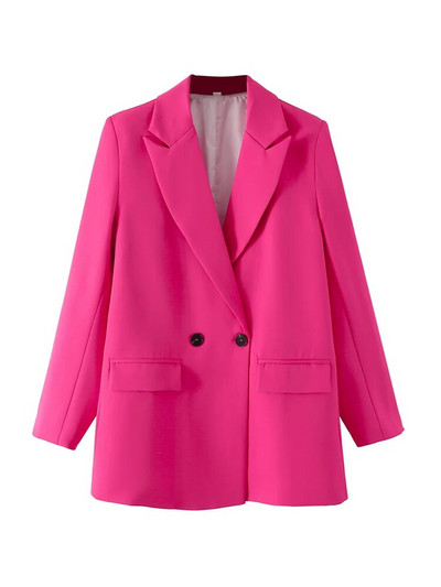 TRAF Γυναικεία Κομψά Γυναικεία Γυναικεία Γυναικεία Γυναικεία Εξωτερικά Ενδύματα με Διπλό Μόδα Vintage Παλτό με οδοντωτό γιακά με μακρυμάνικο γυναικείο μοντέρνο μπλουζάκι