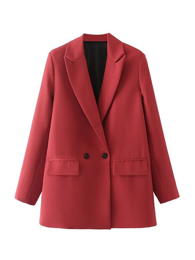 TRAF Γυναικεία Κομψά Γυναικεία Γυναικεία Γυναικεία Γυναικεία Εξωτερικά Ενδύματα με Διπλό Μόδα Vintage Παλτό με οδοντωτό γιακά με μακρυμάνικο γυναικείο μοντέρνο μπλουζάκι