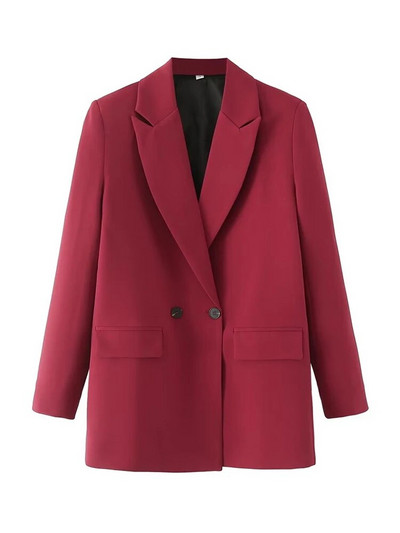 TRAF Γυναικεία Κομψά Γυναικεία Γυναικεία Γυναικεία Γυναικεία Εξωτερικά Ενδύματα με Διπλό Μόδα Vintage Παλτό με οδοντωτό γιακά με μακρυμάνικο γυναικείο μοντέρνο μπλουζάκι