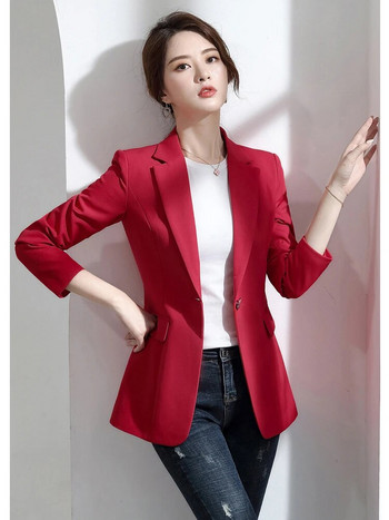 Fitshinling 2023 Φθινόπωρο Άνοιξη Basic Blazer Γυναικεία Ρούχα Μόδα Κουμπί Στερεό λεπτό σακάκι Γυναικείο Παλτό Νέα άφιξη Καυτό