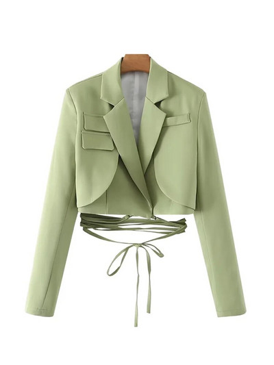 KPYTOMOA naistemood seotud kärbitud bleisermantliga Vintage pikkade varrukatega naiste ülerõivad Chic Veste Femme