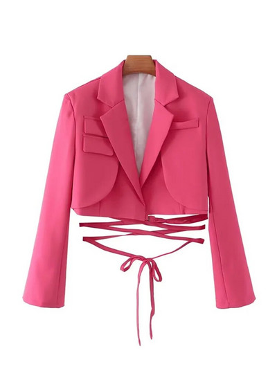 KPYTOMOA naistemood seotud kärbitud bleisermantliga Vintage pikkade varrukatega naiste ülerõivad Chic Veste Femme