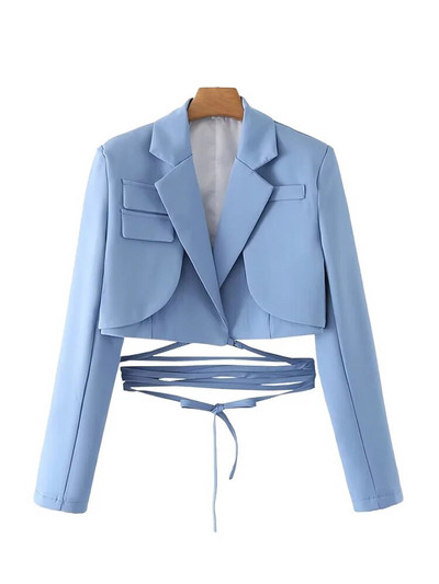 KPYTOMOA naistemood seotud kärbitud bleisermantliga Vintage pikkade varrukatega naiste ülerõivad Chic Veste Femme