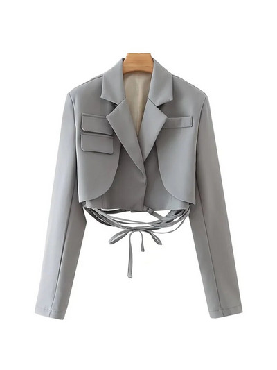 KPYTOMOA naistemood seotud kärbitud bleisermantliga Vintage pikkade varrukatega naiste ülerõivad Chic Veste Femme