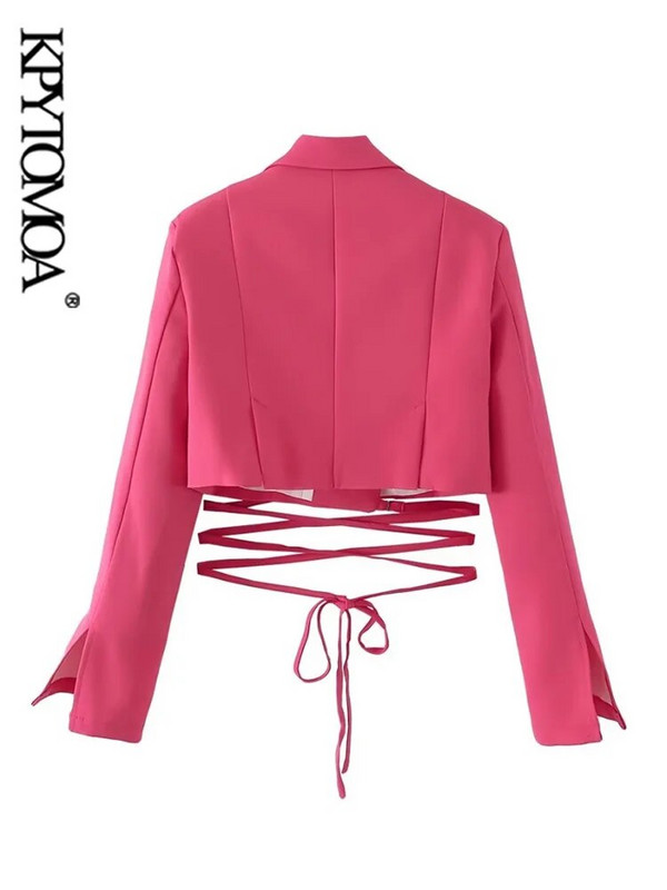 KPYTOMOA naistemood seotud kärbitud bleisermantliga Vintage pikkade varrukatega naiste ülerõivad Chic Veste Femme