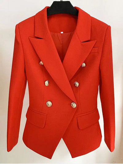 HIGH STREET 2023 klassikaline barokkstiilis disainjakk naiste metallist lõvinööpidega kaherealine tekstuurne bleiser piparmündiroheline