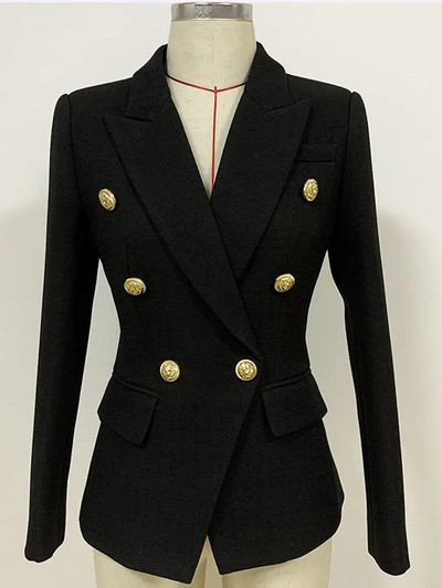 HIGH STREET 2023 klassikaline barokkstiilis disainjakk naiste metallist lõvinööpidega kaherealine tekstuurne bleiser piparmündiroheline