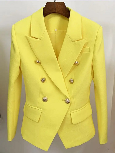 HIGH STREET 2023 klassikaline barokkstiilis disainjakk naiste metallist lõvinööpidega kaherealine tekstuurne bleiser piparmündiroheline