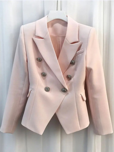 HIGH STREET 2023 klassikaline barokkstiilis disainjakk naiste metallist lõvinööpidega kaherealine tekstuurne bleiser piparmündiroheline