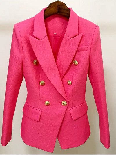 HIGH STREET 2023 klassikaline barokkstiilis disainjakk naiste metallist lõvinööpidega kaherealine tekstuurne bleiser piparmündiroheline