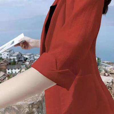 Moodne naiste jope ühevärviline kollane must puuvillane kangas lahtine ülisuur mantel Uus kevadsuve joped 2023 OL naiste ülikond