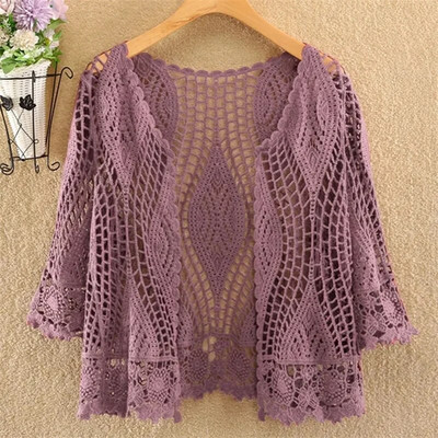 Kootud kampsun jakk naiste kevadsuvi uus 2023 õõnes sall lühike päikesekindlad topid Naiste vabaaja Täiesti sobiv õhuke naiste mantel