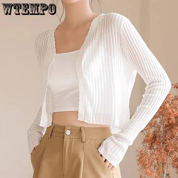 WTEMPO Ice Silk πλεκτά αντηλιακά ζακέτες Γυναικείες νέες καλοκαιρινές λεπτές κουμπιά Shawla Smock μασίφ κοντά πουκάμισα με κλιματισμό Παλτό