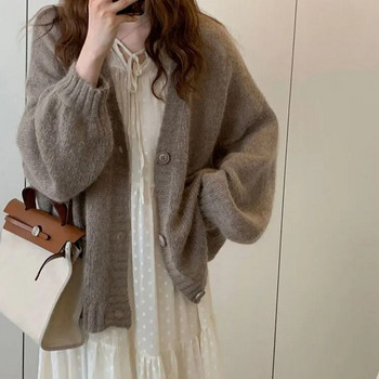 Yasuk Φθινοπωρινή χειμερινή μόδα Casual γυναικεία μπλουζάκια Απλό μαλακό πλεκτό πουλόβερ Απαλή ζεστή ζακέτα παλτό ιδιοσυγκρασίας Office-Lady