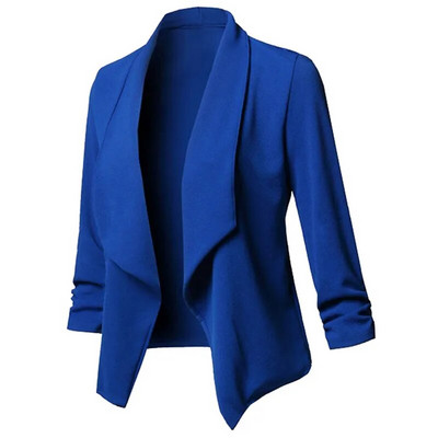 Women Thin Blazers Cardigan Coat 2022 Long Sleeve Female Blazers and Jackets Ruched Asymmetrical Casual Business Suit Outwear