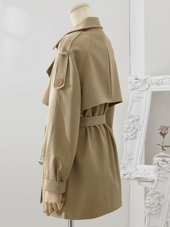Тренч за жени Ветровка Есен Нов тренч Корейски модни якета Дамски дрехи Едноцветни якета Ежедневно дълго палто