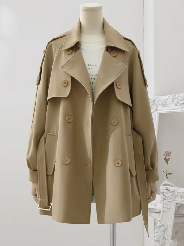 Moteriškas paltas nuo vėjo ruduo Naujas Trench korėjiečių mados striukės Moteriški drabužiai Solidūs švarkai Laisvalaikio ilgas paltas