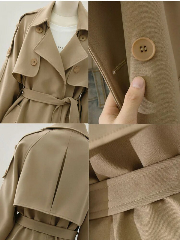 Moteriškas paltas nuo vėjo ruduo Naujas Trench korėjiečių mados striukės Moteriški drabužiai Solidūs švarkai Laisvalaikio ilgas paltas